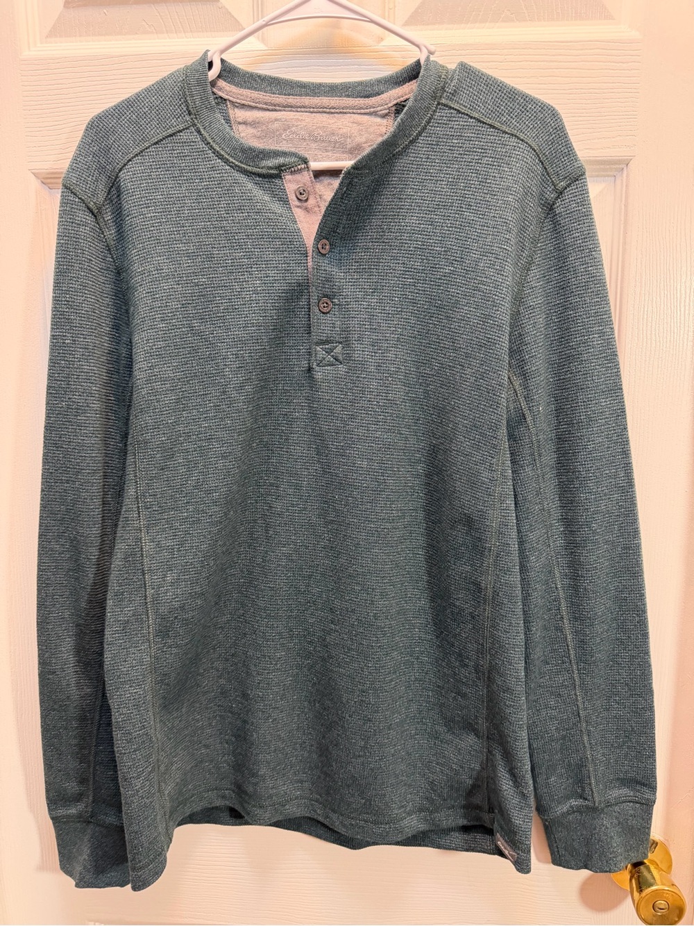 Eddie Bauer Teal and Gray Henley Pullover